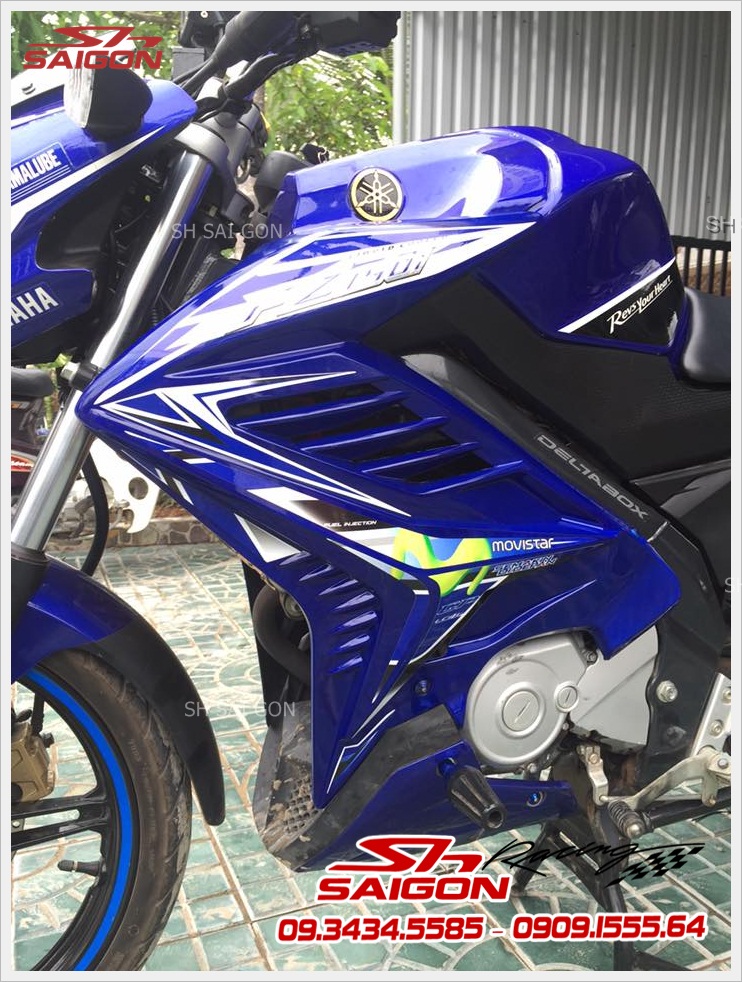xe FZ 150i xanh movistar độ cánh gà FZ cực ngầu và đẹp tại Sài Gòn