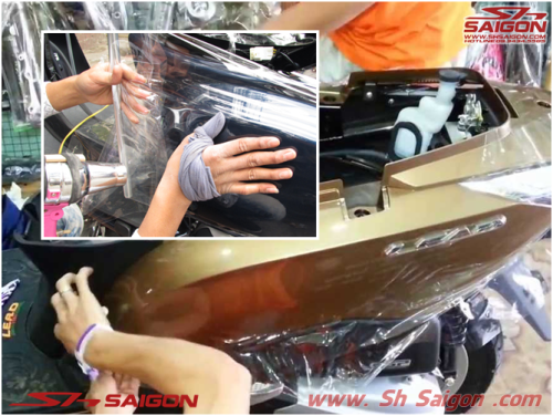 Dán keo trong bảo vệ xe Sh mới